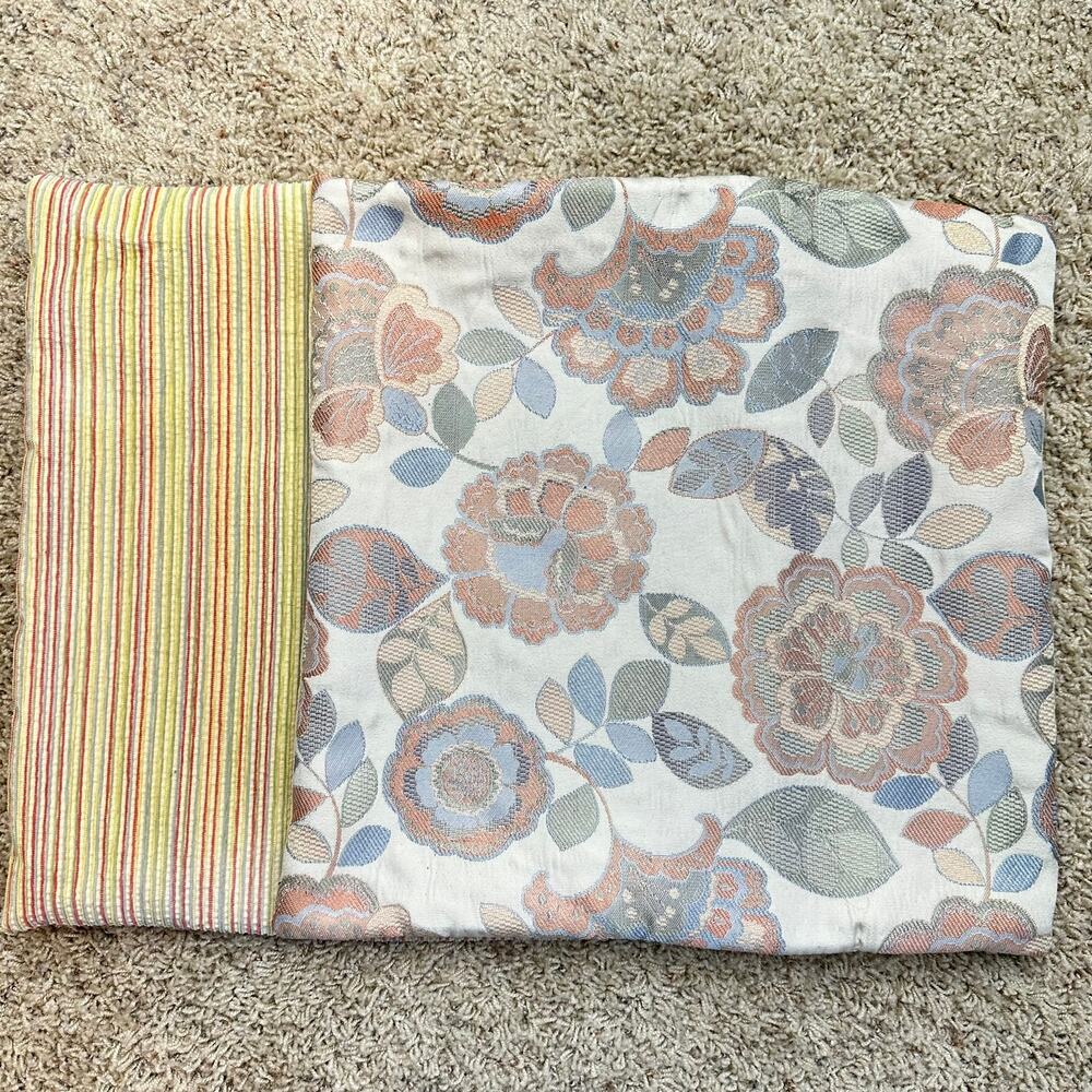 Pier 1 Imports Throw Pillow Covers pair 18" Square Striped Floral